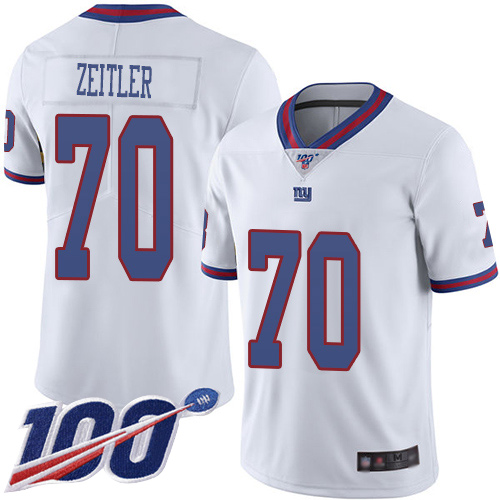 Men New York Giants #70 Kevin Zeitler Limited White Rush Vapor Untouchable 100th Season Football NFL Jersey
